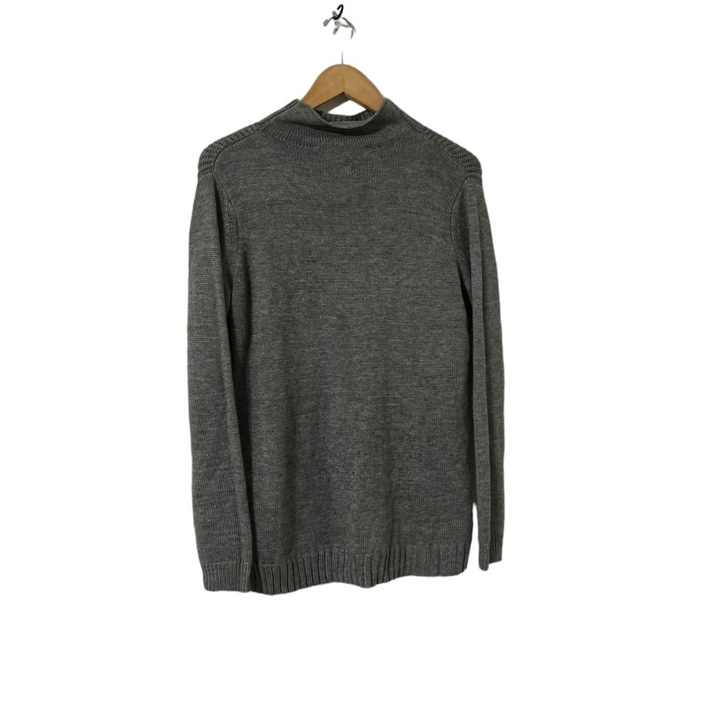 PROJECT NAADAM Gray High Low Knit Mockneck Sweater Pullover Top - Picture 7 of 8
